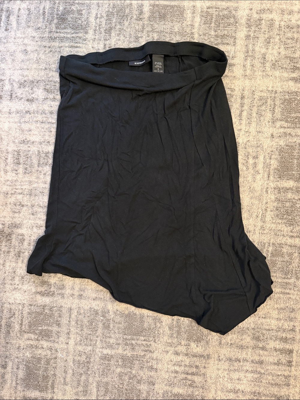 Express Black Asymmetrical Midi Skirt with Folded Waist
